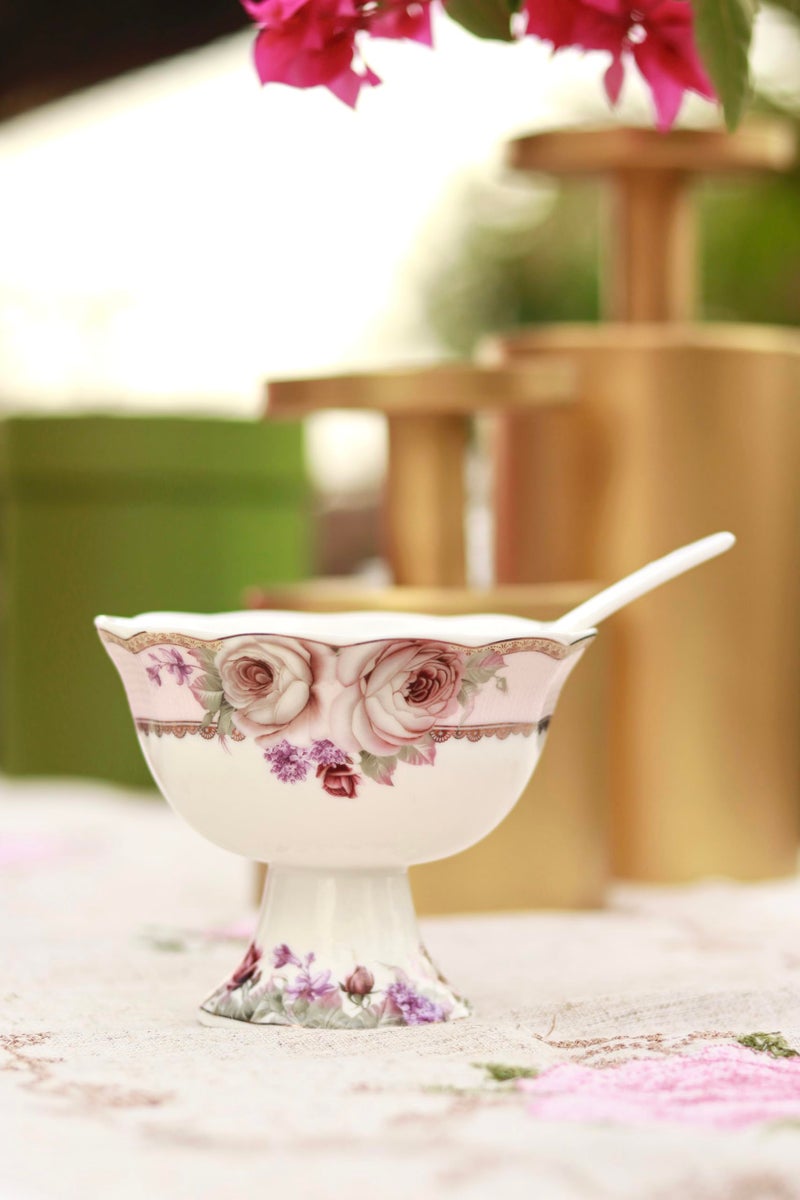 Vigneto Rose Garden Ice Cream Cups for Desserts, Sundae, Sweets,Snacks, Fruit, Pudding, Nuts or Dip, 180 ml, Set of 6 | Finest Premium Porcelain - Image 2
