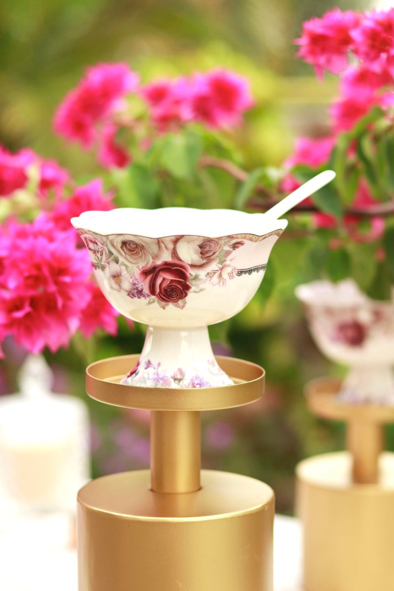 Vigneto Rose Garden Ice Cream Cups for Desserts, Sundae, Sweets,Snacks, Fruit, Pudding, Nuts or Dip, 180 ml, Set of 6 | Finest Premium Porcelain - Image 3