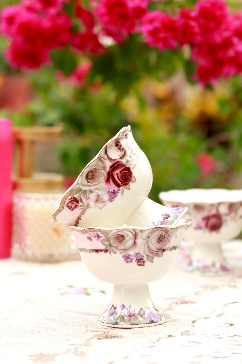Vigneto Rose Garden Ice Cream Cups for Desserts, Sundae, Sweets,Snacks, Fruit, Pudding, Nuts or Dip, 180 ml, Set of 6 | Finest Premium Porcelain - Image 5