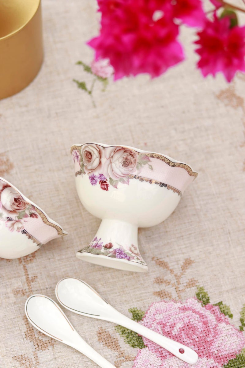 Vigneto Rose Garden Ice Cream Cups for Desserts, Sundae, Sweets,Snacks, Fruit, Pudding, Nuts or Dip, 180 ml, Set of 6 | Finest Premium Porcelain - Image 4