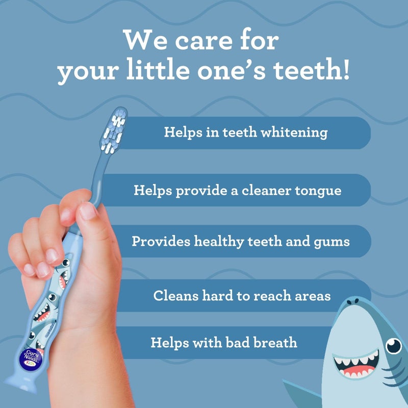 GuruNanda Kids Toothbrush with Suction Cup & Fun Animal Designs - Soft Bristles for Healthy Gums- Non-Slippery & Mess-Free Toothbrush, 3+ Age- 4 Count - Image 4