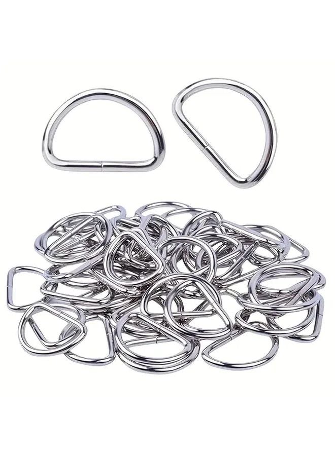 50 Pcs Black D Ring Metal Buckles For Sewing Key Rings Pet Collars DIY Crafts - Image 1