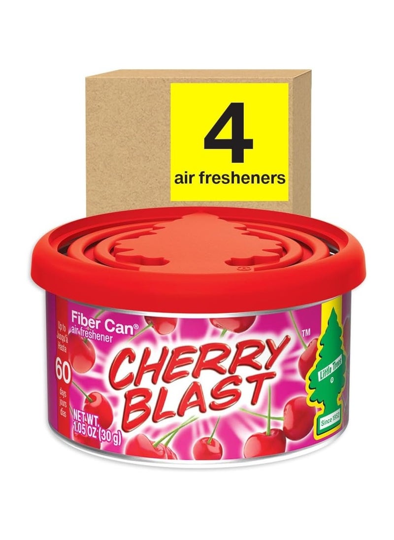 Little Trees LITTLE TREES Car Air Freshener. Fiber Can Provides a Long-Lasting Scent for Auto or Home. Adjustable Lid for Desired Strength. Cherry Blast, 4 Air Fresheners  - Image 1