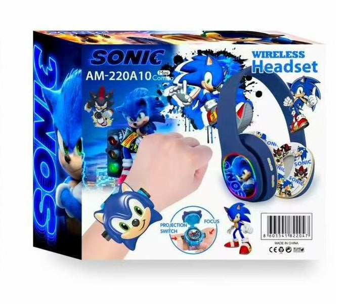 Sonic Bluetooth Kids Headphones with 3-in-1 Gift Set 【Kids Bluetooth Headphones】 + 20-Style Photo Display Watch + Keyring; A Unique Gift for Boys - Image 3