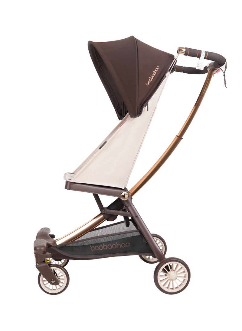 baobaohao Lightweight Aluminium Stroller, 4.3kg, Compact & Airplane-Friendly, Adjustable Removable Sunshade, One-Button Dual Brake, 5-Point Safety Belt, 360° Rotating Universal Front Wheels, U-Shaped Handle, Swan Arc Design for Stability  - Image 3
