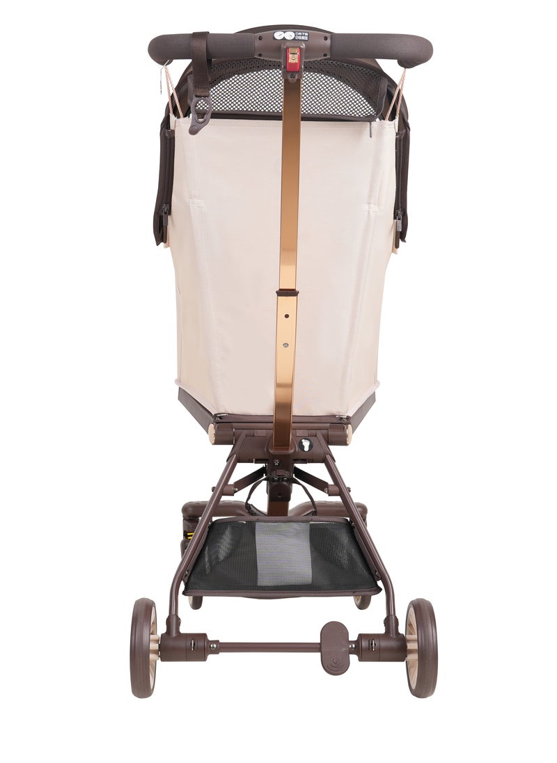 baobaohao Lightweight Aluminium Stroller, 4.3kg, Compact & Airplane-Friendly, Adjustable Removable Sunshade, One-Button Dual Brake, 5-Point Safety Belt, 360° Rotating Universal Front Wheels, U-Shaped Handle, Swan Arc Design for Stability  - Image 4