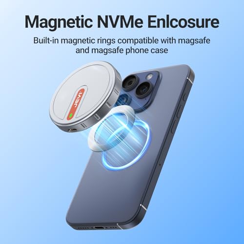 JEYI Magnetic 2230 M.2 NVMe SSD Enclosure, 10Gbps USB 3.2 Gen2, Aluminum Case with MagSafe, ProRes 4K External Storage for iPhone 15/16/17 Pro - Image 2