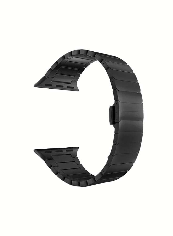 NIBEMINENT Replacement Strap 42mm-44mm Stainless Steel Link Bracelet Band For Apple Watch Series 1/2/3/4/5/6/SE Black - Image 1