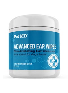 Pet MD Cat And Dog Ear Cleaner Wipes  Advanced Otic Veterinary Ear Cleaner Formula  Dog Ear Infection Treatment  100 Count  - Image 1