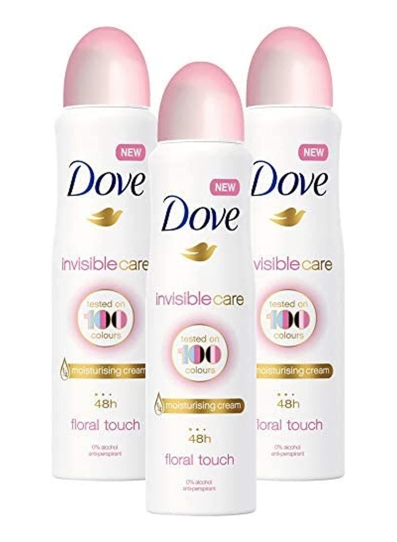 دوف بخاخ الجسم دوف للعناية غير المرئية، لمسة زهرية - 250 مل / 8.45 أونصة سائلة (عبوة من 3 قطع)