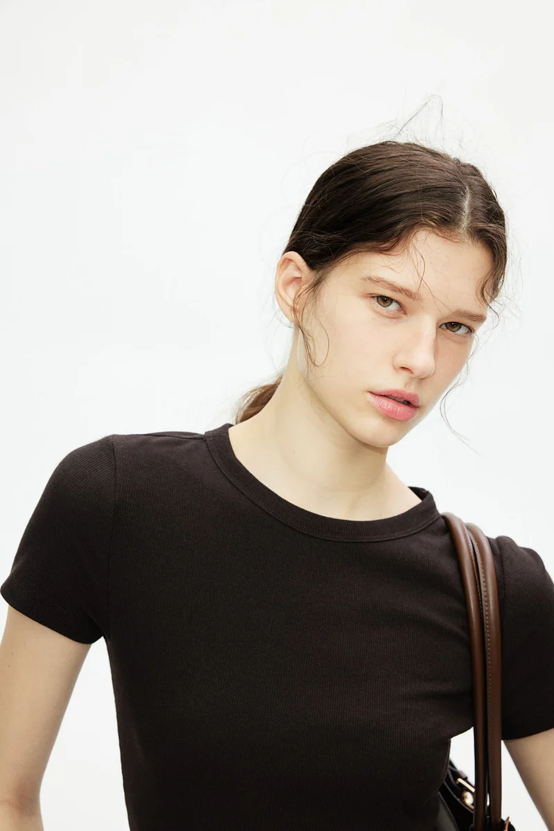 H&M Ribbed modal-blend T-shirt