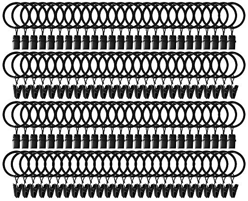 105 Pack Curtain Clips with Rings 126 Interior DiameterMetal Drapery Ring with Clips Compatible with up to 1 inch Drapery RodStrong Vintage Decorative Rustproof Drapery Window Ring with Hooks