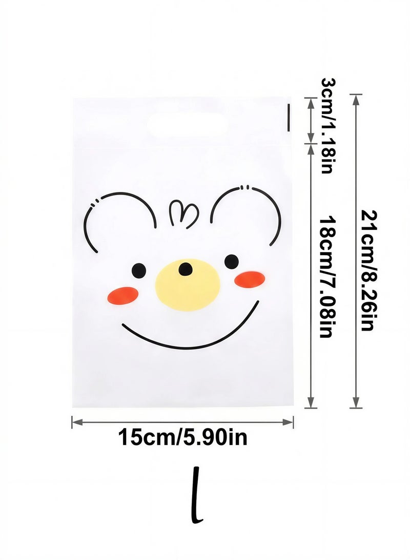KOOKNA 100pcs Self Sealing Bags,Plastic Packaging Bags for Cookies and Candy,Cute Bear Transparent Cellophane for Home Bakers Party Birthday Wedding (15x21cm) - Image 2