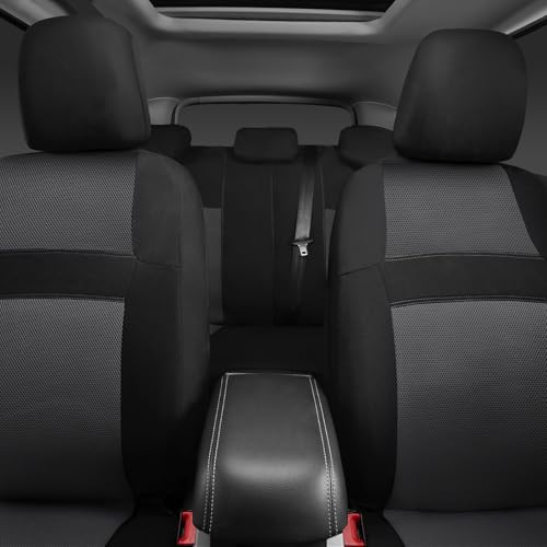 CAR PASS غطاء مقعد السيارة 3D من CAR PASS مجموعة كاملة، غطاء مقعد سيارة رمادي فحم مع إسفنجة مركبة بسمك 5 مم، متوافق مع الوسائد الهوائية يناسب جميع السيارات، الفانات، السيدان، الشاحنات، أغطية داخلية للسيارات (أسود رمادي) - Image 5
