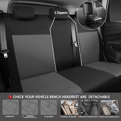 CAR PASS غطاء مقعد السيارة 3D من CAR PASS مجموعة كاملة، غطاء مقعد سيارة رمادي فحم مع إسفنجة مركبة بسمك 5 مم، متوافق مع الوسائد الهوائية يناسب جميع السيارات، الفانات، السيدان، الشاحنات، أغطية داخلية للسيارات (أسود رمادي) - Image 4