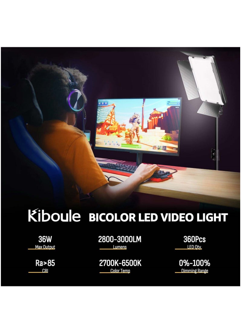Kiboule 36W Photography Lighting Lamp Dual Colour Temperature Studio Lamp CRI 85+ Dimmable AC Adapter Powered LED Video Light Kit with Remote Control and 68-inch Tripod Suitable for Video Recording/YouTube/TikTok/Instagram - Image 5