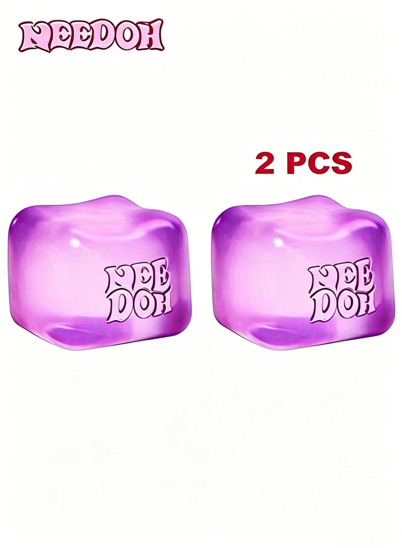 NeeDoh Nice Cube -Sensory Squeeze Toy with Super Solid Squish - 2.25" Cube (Purple) 2 Pcs - Image 1