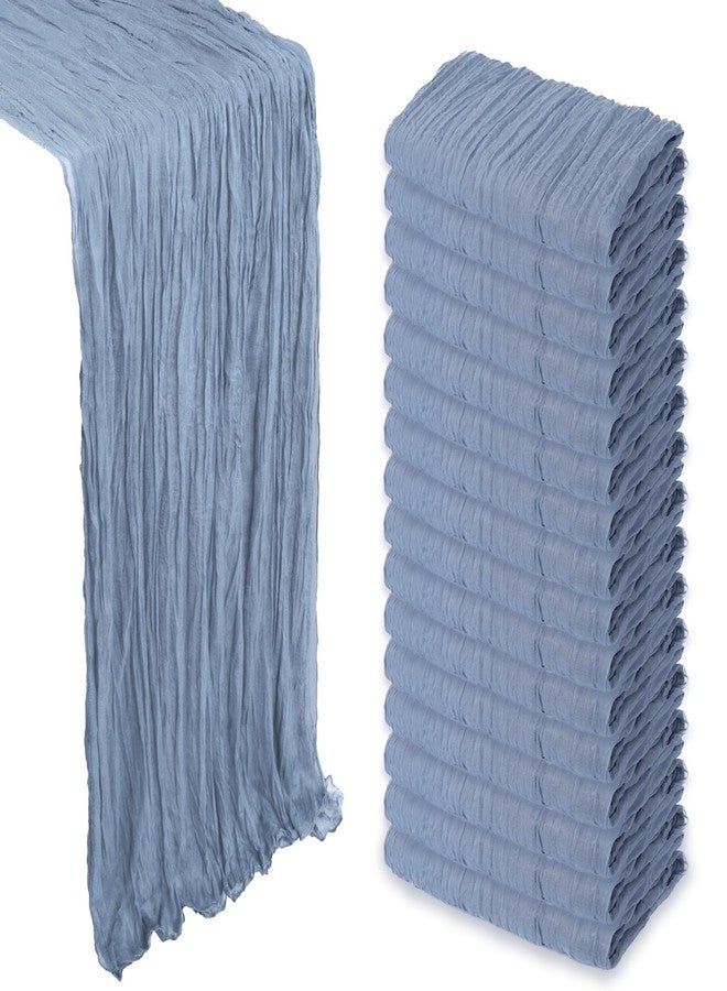 Heneger 16 Pack Dusty Blue Cheesecloth Table Runner 10Ft Spring Gauze Cheese Cloth Table Runner 120 Inch Boho Sheer Rustic Fabric for Holiday Party Decor Baby Shower Wedding Home Decoration - Image 1