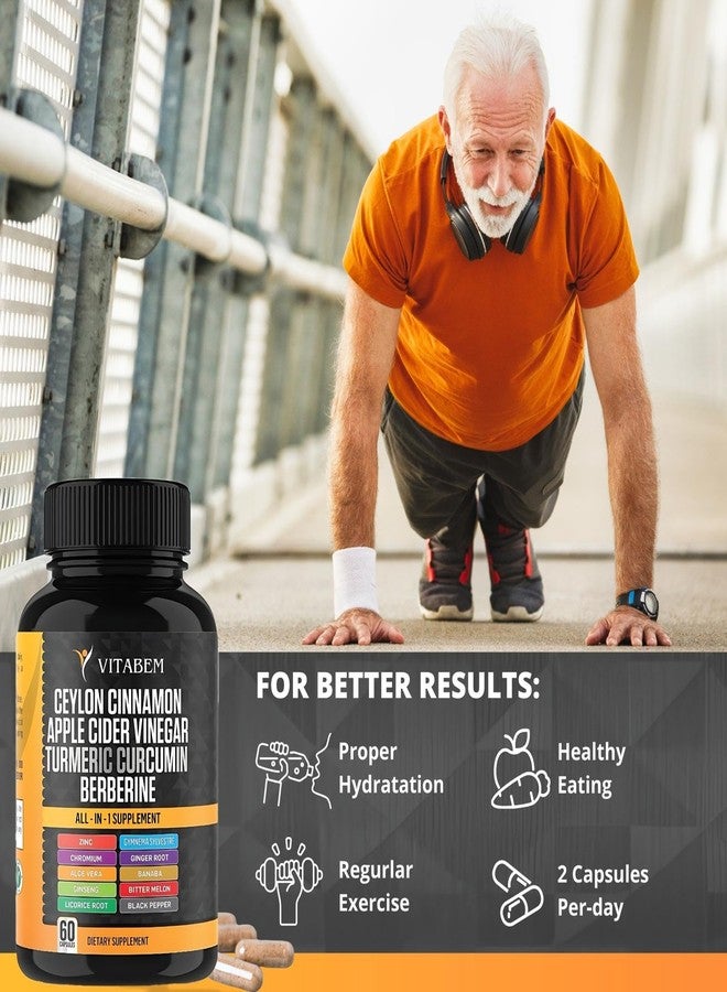Vitabem Ceylon Cinnamon Capsules 3000mg Turmeric 3000mg Apple Cider Vinegar 3000 mg Ginseng 2000mg Aloe Vera 2000mg Berberine Supplement 1200mg + Banaba | Bitter Melon | Gymnema | Ginger Root - 60 Count - Image 4