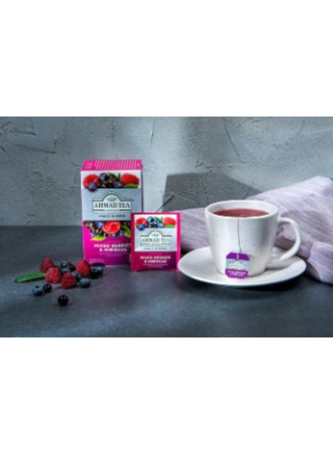 Ahmad Tea Mixed Berries & Hibiscus Infusion 20 Tea Bags | Natural Fruity Blend | Caffeine-Free Herbal Tea - Image 2
