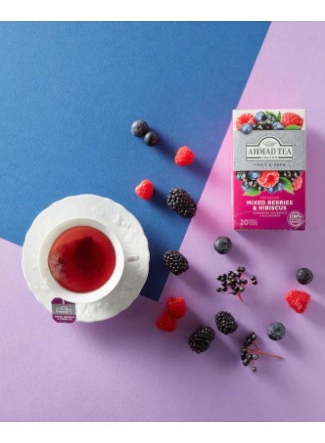 Ahmad Tea Mixed Berries & Hibiscus Infusion 20 Tea Bags | Natural Fruity Blend | Caffeine-Free Herbal Tea - Image 3