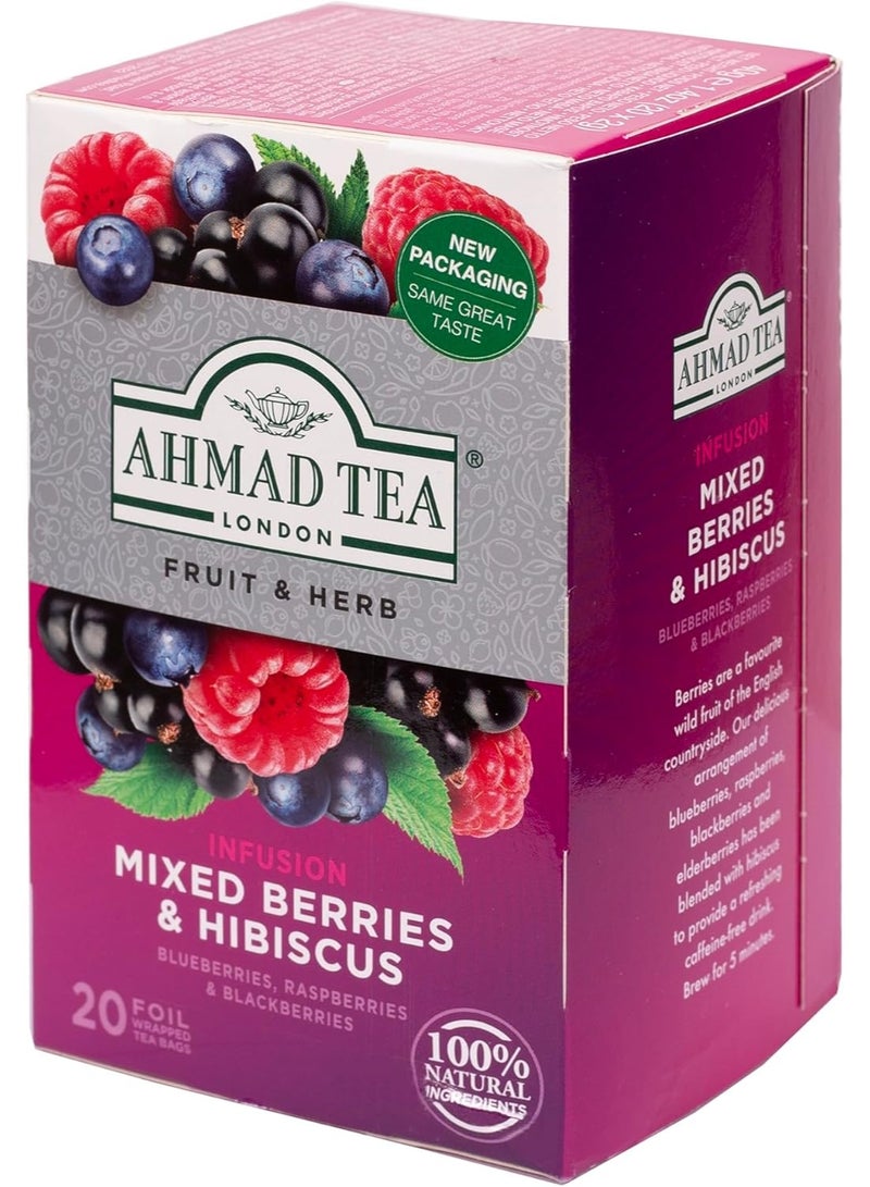 Ahmad Tea Mixed Berries & Hibiscus Infusion 20 Tea Bags | Natural Fruity Blend | Caffeine-Free Herbal Tea - Image 4