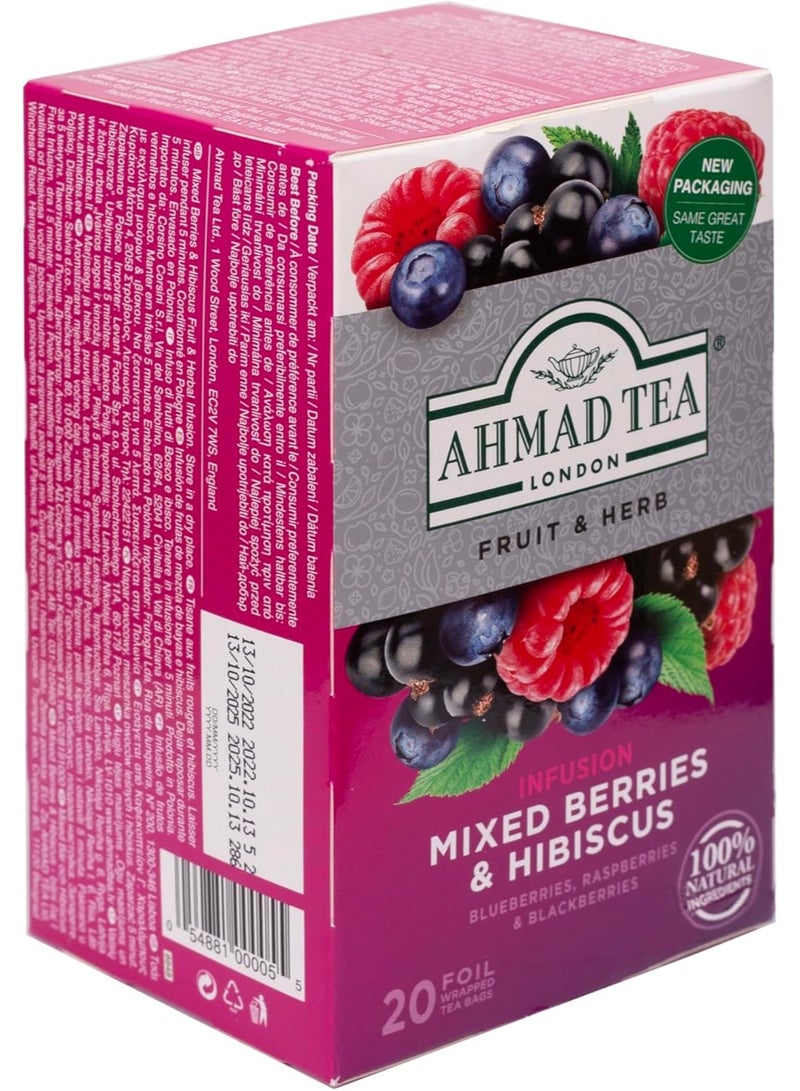 Ahmad Tea Mixed Berries & Hibiscus Infusion 20 Tea Bags | Natural Fruity Blend | Caffeine-Free Herbal Tea - Image 5