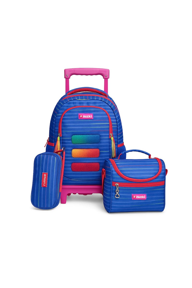 nuzki Nuzki Kids Backpack for Students , Backpack for Girls and Boys, 18 Inch Trolley School Backpack with Pencil Case Lunch Bag, 3 in 1 Bookbag Set for School Kids Trolley Travel Bag - Image 1