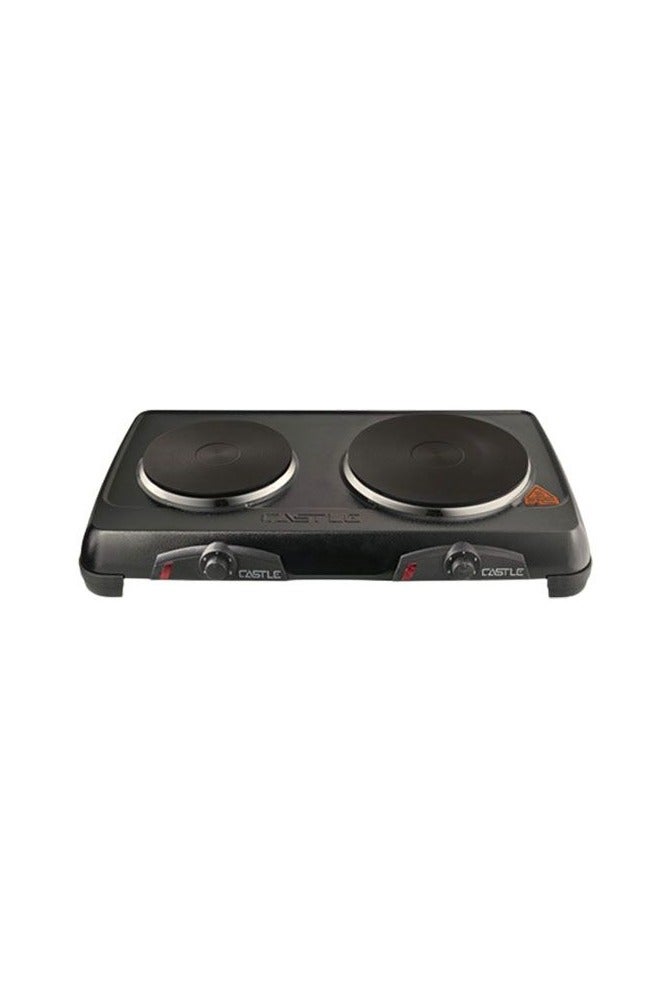 Castle Electric Hob, 2 Burners, 2500 Watts, EC1020D - Black