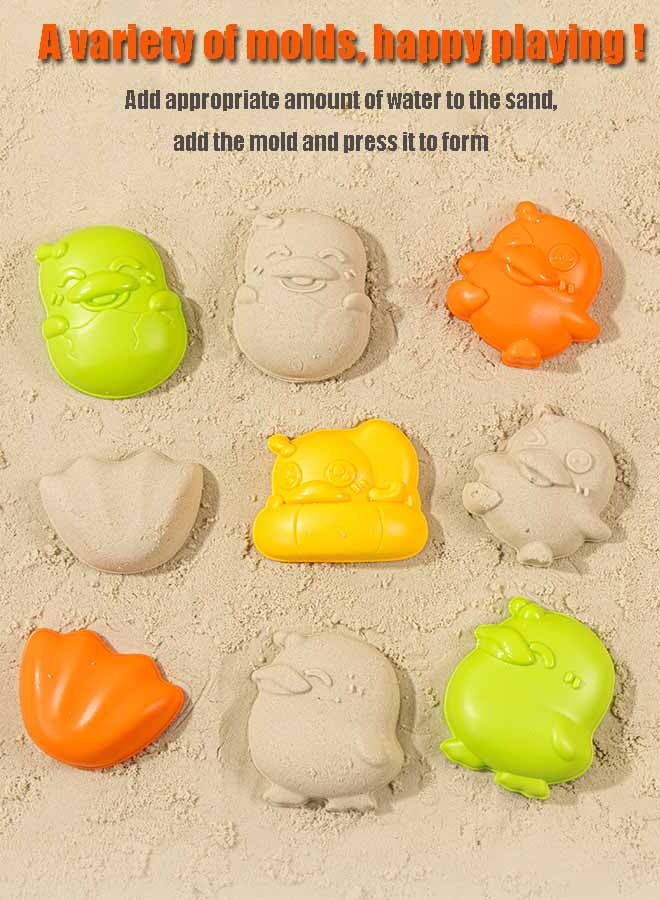 EzzySo 6 Piece duck  beach toys with mesh bag for outdoor play, Including Shovel, mold, bucket, duck cart, Beach sand games toy kit for kids, toddler, boys, girls - Image 4