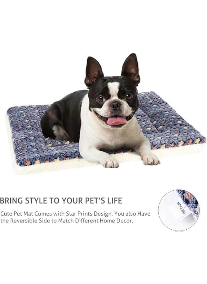 TRASSLE Dog Bed Crate Pad Ultra Soft Pet Bed with Cute Star Print Washable Crate Mat for Large Medium Small Dogs Reversible Fleece Dog Crate Kennel Mat Cat Bed Liner  - Image 4