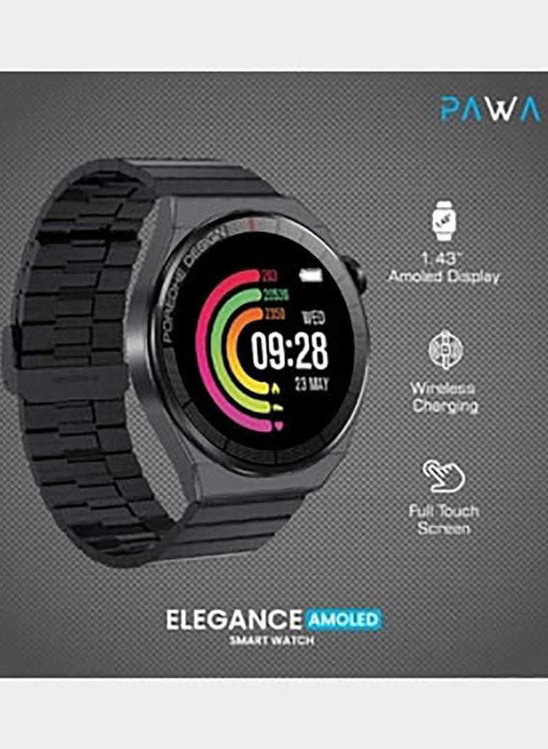 Pawa Elegance Amoled Smart Watch / Bluetooth Calls / 5 Days Lifetime / Full Touch Screen / Activity Tracking / Wireless Charging - Black - Image 2