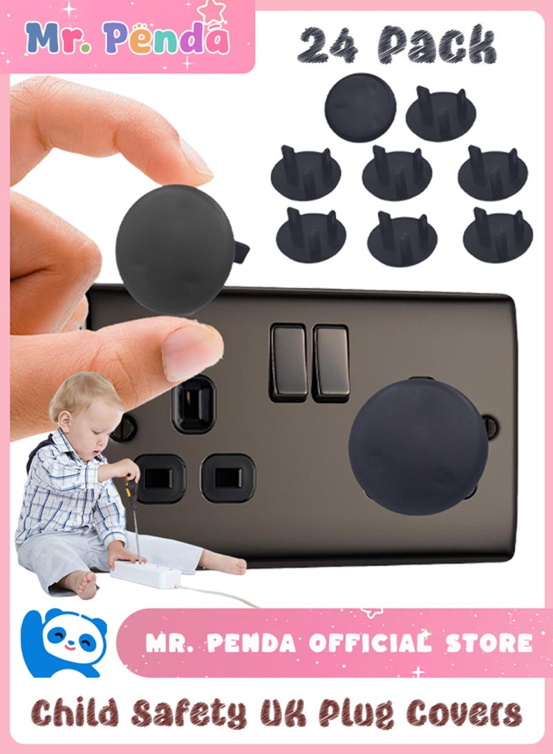 Mr. Penda 24 Pack Plug Socket Covers UK, Child Baby Plug Socket Covers for Sockets UK (Black) - Image 1
