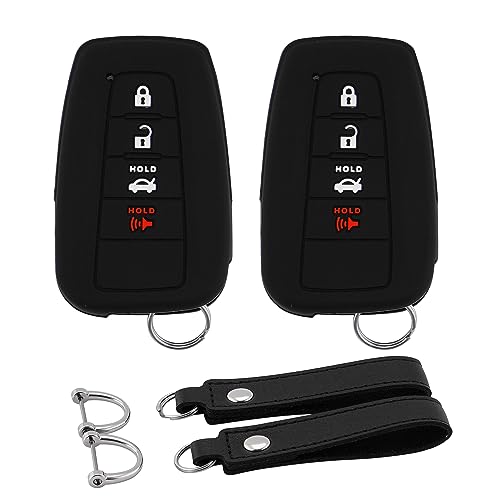 Koaudb Silicone Key Fob Cover Compatible with Toyota Accessories Highlander Corolla Camry CHR RAV4 Avalon Prius 4Runner Prado 86GT86 Smart Car Key Shell Protector with Keychain 2 Pack TytBB