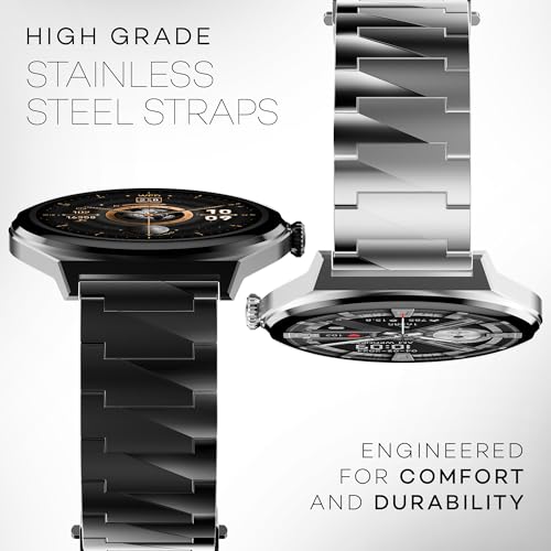Pebble Royale Steel Luxury Metal Smartwatch | Ultra-Slim Stainless Steel Body, 1.43” Ultra AMOLED Display, Always-On Display, Bluetooth Calling, DIY Watch Faces - Silver - Image 4