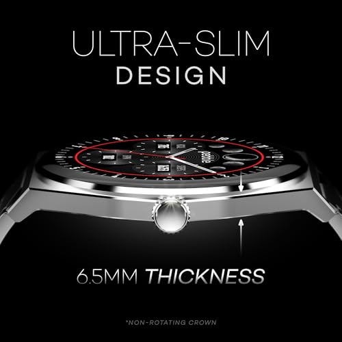Pebble Royale Steel Luxury Metal Smartwatch | Ultra-Slim Stainless Steel Body, 1.43” Ultra AMOLED Display, Always-On Display, Bluetooth Calling, DIY Watch Faces - Silver - Image 3