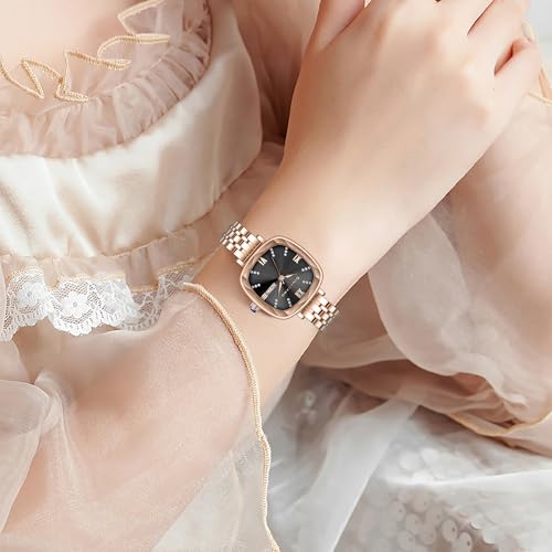 Giordano Elegant Square Watch for Women – Crystal & Roman Hour Markers, Day-Date Display, Stainless Steel Strap - Image 5