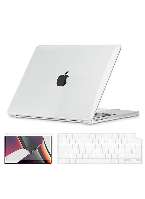 Slim Crystal Case Compatible with MacBook Air 13 inch (A2681) M2 2022, (A3113) M3 2024 Hard Case with Keyboard Cover & Screen Protector, Clear