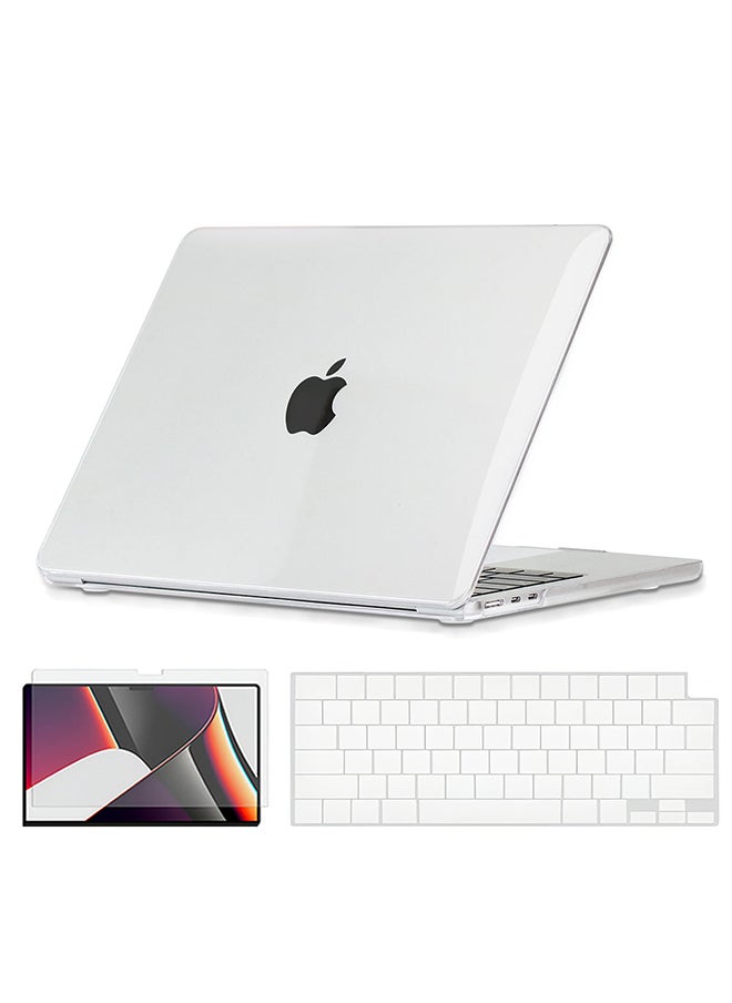 Slim Crystal Case Compatible with MacBook Air 13 inch (A2681) M2 2022, (A3113) M3 2024 Hard Case with Keyboard Cover & Screen Protector, Clear