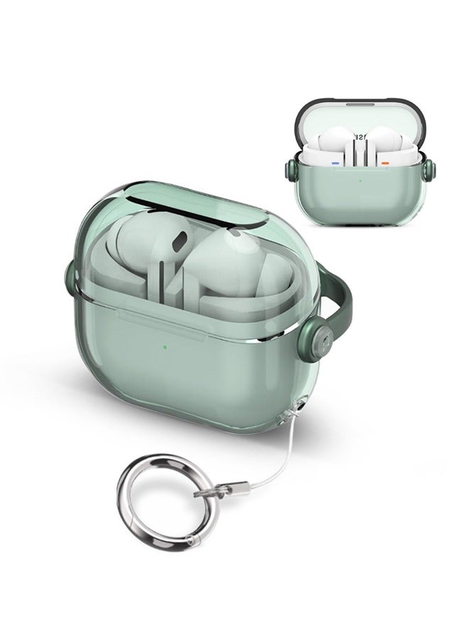 O Ozone For Samsung Galaxy Buds3 Case & Galaxy Buds 3 Pro Case Cover , Holder Clip Shockproof Flexible TPU Protection Case with Carabiner- Green  - Image 1