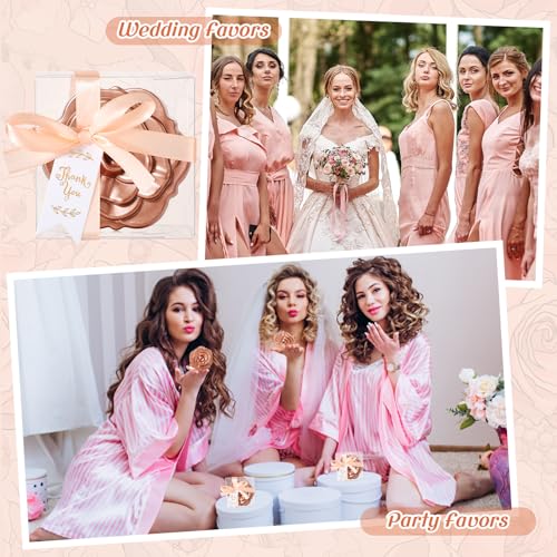 Beeveer 100 Set Rose Compact Mirrors Bulk Wedding Party Favors Including Rose Mirrors Thank You Tags Plastic Clear Boxes with Ribbons for Wedding Bridal Shower Party Guests Souvenir Gift - Image 5