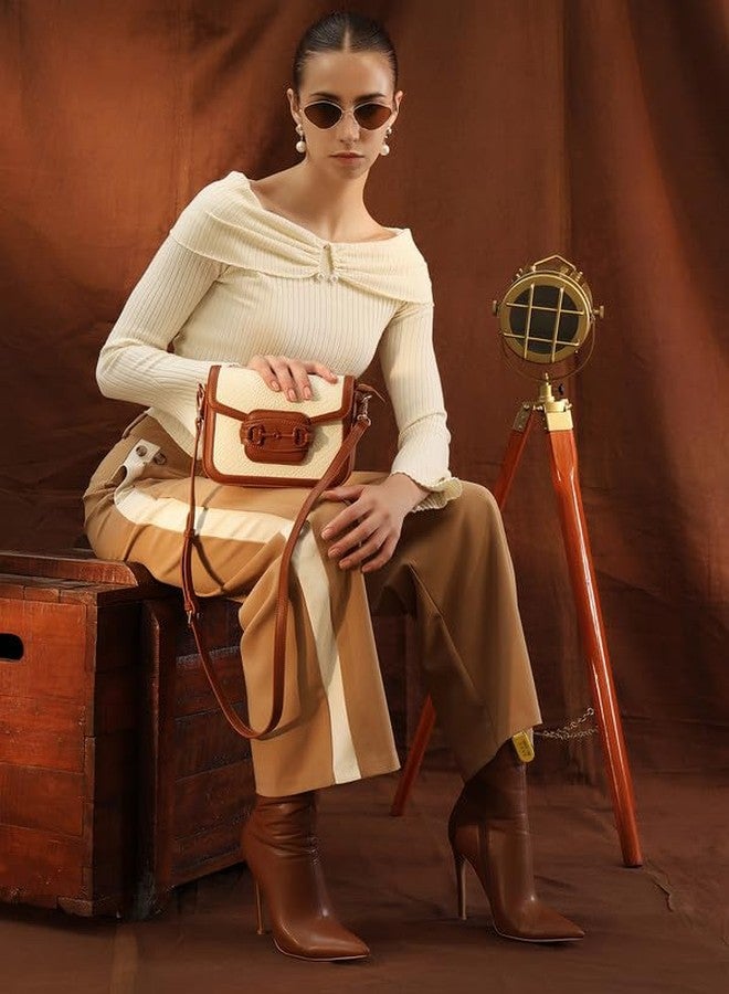 Kazo Bag Off White Brown Tote Purse - Image 2
