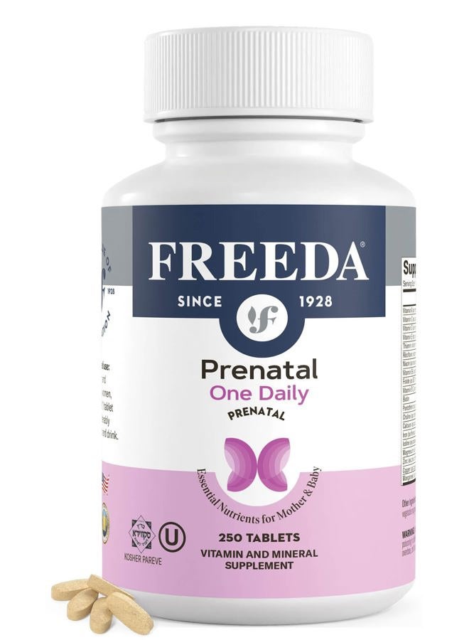 FREEDA Prenatal Vitamin - Kosher Prenatals - Prenatal Vitamins with Iron, Prenatal Folic Acid, Choline, Vitamin D - One Daily Pre Natal Multivitamin Support for Pregnant & Lactating Women (250) - Image 1