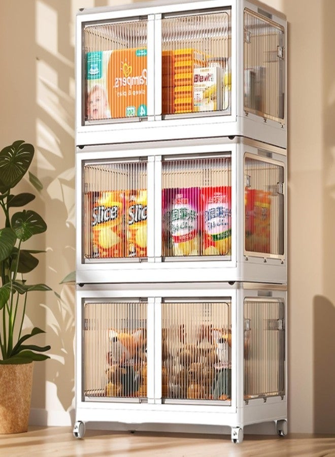YASONIC 𝟯 𝗧𝗶𝗲𝗿 Foldable Plastic Rack for Storage/Kitchen Cupboard/Versatile and Sturdy Wardrobe for Clothes/Multipurpose Storage Organizer/Closet for Bedroom/Living Room/Laundry Room (White) - Image 1