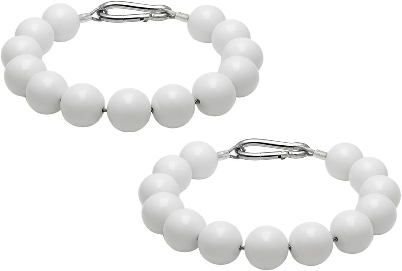 Kronabelle 13-Bead Flagpole Retainer Loop Set, 2 Pcs, Stainless Steel, White Holder Rings for Flag Poles - Image 1