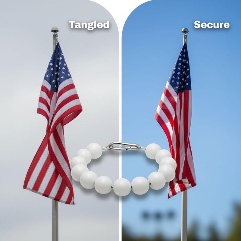 Kronabelle 13-Bead Flagpole Retainer Loop Set, 2 Pcs, Stainless Steel, White Holder Rings for Flag Poles - Image 3