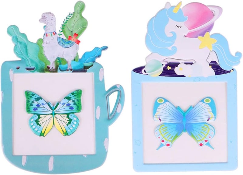 klarako 2pcs Art Kid The Frame Dark Self-Adhesive Style Green Stickers D Decal Lovely Unicorn Switch DIY Bedroom Baby Decals Alpacablue Room Craft Blue Sticker Unique Pattern Animal - Image 1