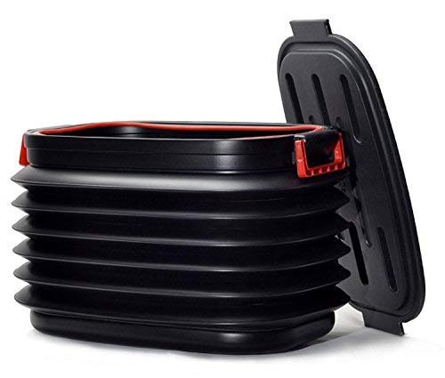 THE QUIRK BOX THE QUIRK BOX Collapsible Plastic Storage BoxFolding Bucket 37 litres Set of 2 Black  - Image 1