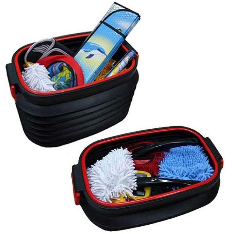THE QUIRK BOX THE QUIRK BOX Collapsible Plastic Storage BoxFolding Bucket 37 litres Set of 2 Black  - Image 4