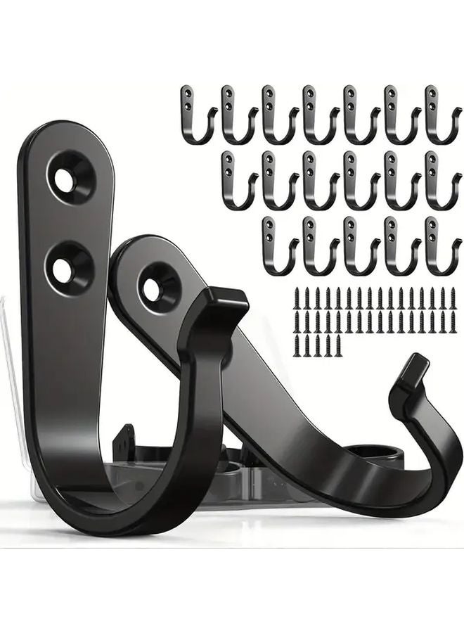 24pcs Thickened Rust Proof Iron Clothes Hooks Heavy Duty Wall Mounted Metal Hooks 8 Hooks 16 Screws Black - Image 3
